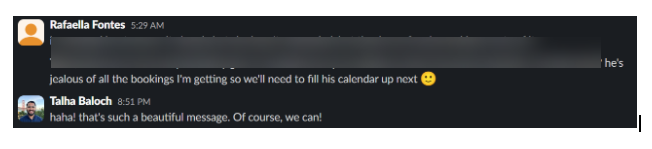 A light-hearted joke from Rafa shifting focus to Eli's outreach