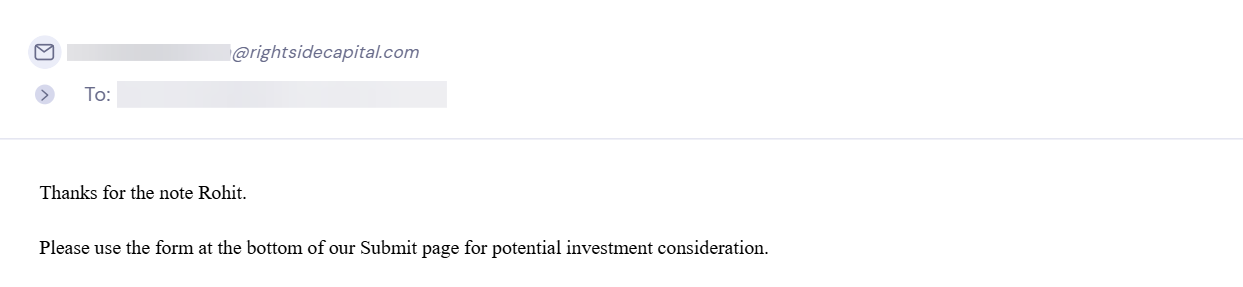 Reply from Right Side Capital Management