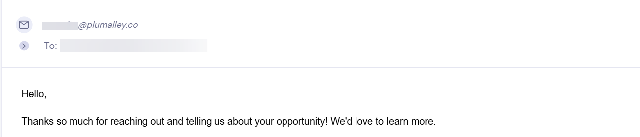 Reply from Plum Alley Ventures