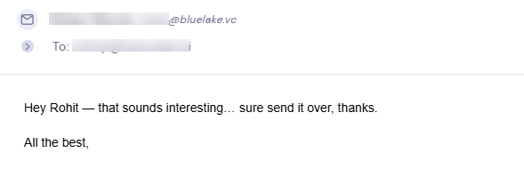 Reply from Blue Lake VC