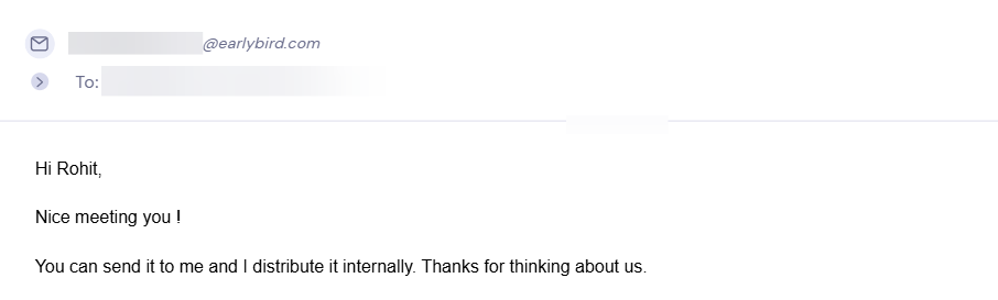 Reply from Earlybird Venture Capital