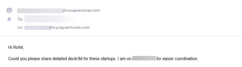 Reply from IvyCap Ventures
