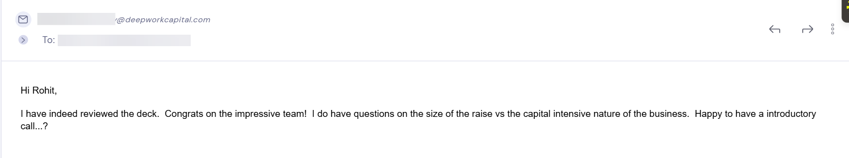 Reply from Deep Work Capital