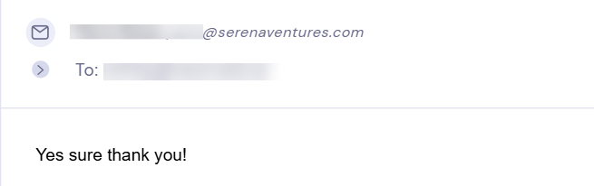 Reply from Serena Ventures