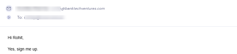 Reply from BankTech Ventures