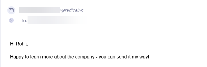 Reply from Radical Ventures