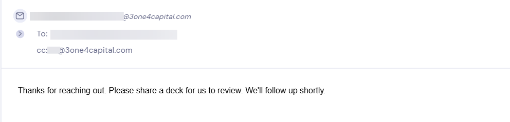 Reply from 3one4 Capital
