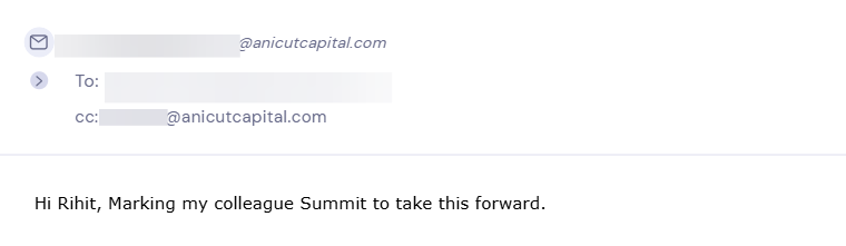 Reply from Anicut Capital