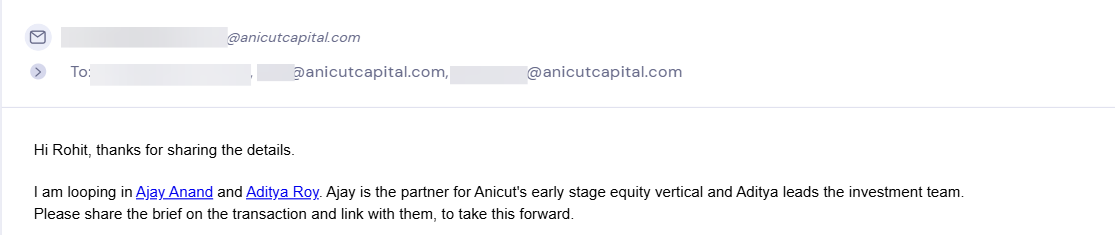 Reply from TRIND Ventures
