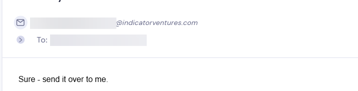 Reply from Indicator Ventures
